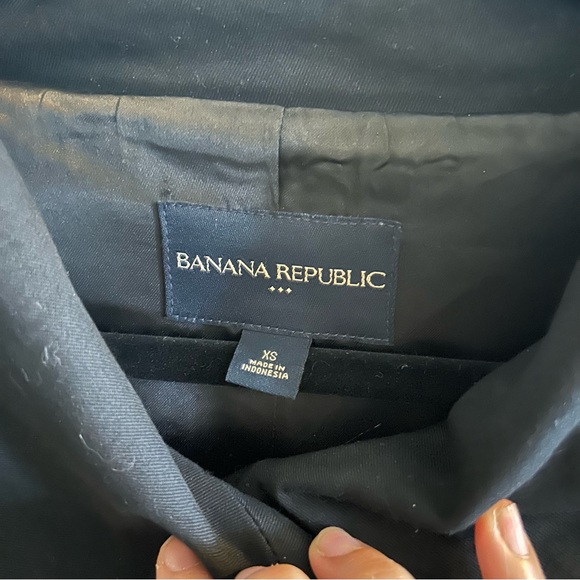 Banana Republic Wide Collar Trench-style Coat Size S in Black GUC - Picture 8 of 13